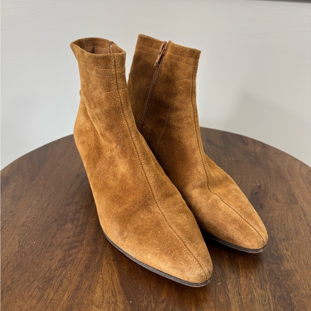 Maje Suede Caramel Ankle Boots Sz 7.5